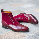 Red Leather Dress Boots  Custom Handmade Men’s Ankle Boots