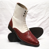 Burgundy Crocodile Leather Handmade Goodyear Quality Boots