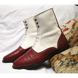 Burgundy Crocodile Leather Handmade Goodyear Quality Boots