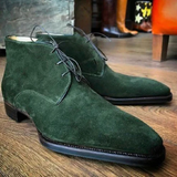 Handmade Green Suede Chukka Boots Custom Men's Dress Boots