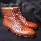 Ostrich Leather Ankle Boots Handmade Luxury for Men & Women