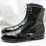 Green & Black Patina High-Top Cap-Toe Boots Goodyear Welted Leather Boots