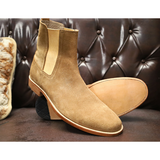 Handmade Brown Suede Chelsea  Men & Women’s Boots