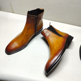 Bespoke Handmade Tan Leather  Custom Vintage Style Boots