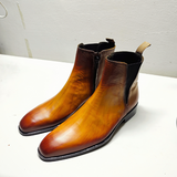 Bespoke Handmade Tan Leather  Custom Vintage Style Boots