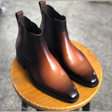 Handmade Tan Leather Boots Men's & Women's Vintage Style