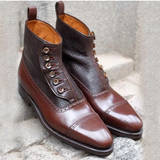 Handmade Two-Tone Leather Men’s Boots  Formal Style