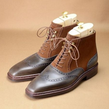 Tailor-Made Wingtip Boots Handcrafted Leather & Suede