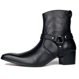 Handmade Black Leather Ankle Boots Designer Style