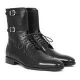 Handmade Double Monk Strap Leather Formal Boots