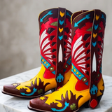Handmade Western Cowboy Boots Multi-Leather Vintage Thunderbirds Design