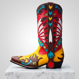 Handmade Western Cowboy Boots Multi-Leather Vintage Thunderbirds Design