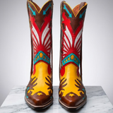 Handmade Western Cowboy Boots Multi-Leather Vintage Thunderbirds Design