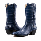 Luxury Navy Blue Alligator Cowboy Boots For Men & Women