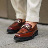 Jesse - Men's Burnished Oxblood Box Leather High Shine Loafer